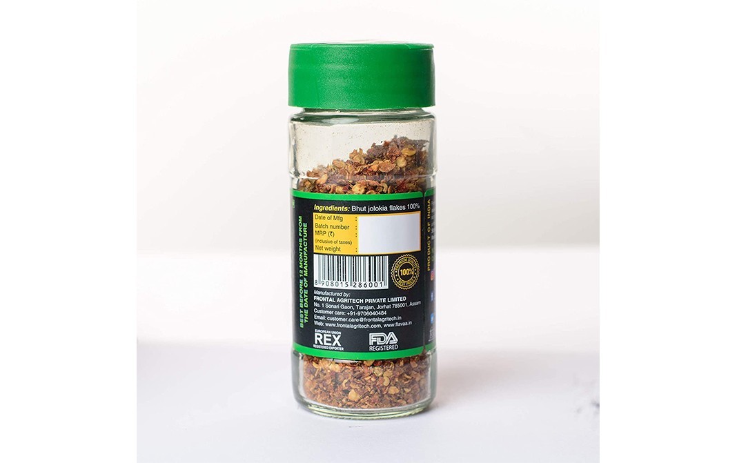 Flavaa Bhut Jolokia Ghost Chilli Flakes   Glass Jar  25 grams